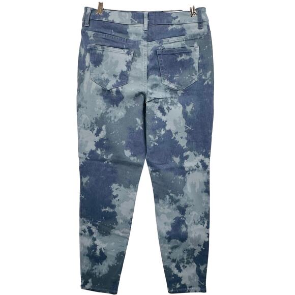 LOGO Lori Goldstein Brook Blue Petite Printed Stretch Twill Ankle Jeans Size 2P - Picture 3 of 10